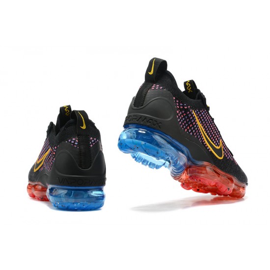 Women/Men Nike Air VaporMax 2021 Flyknit Black Red and Blue Shoes