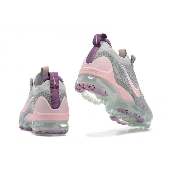 Women/Men Nike Air VaporMax 2021 Flyknit Grey and Pink Shoes