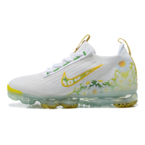 Women/Men Nike Air VaporMax 2021 Flyknit White Yellow Shoes