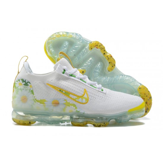 Women/Men Nike Air VaporMax 2021 Flyknit White Yellow Shoes