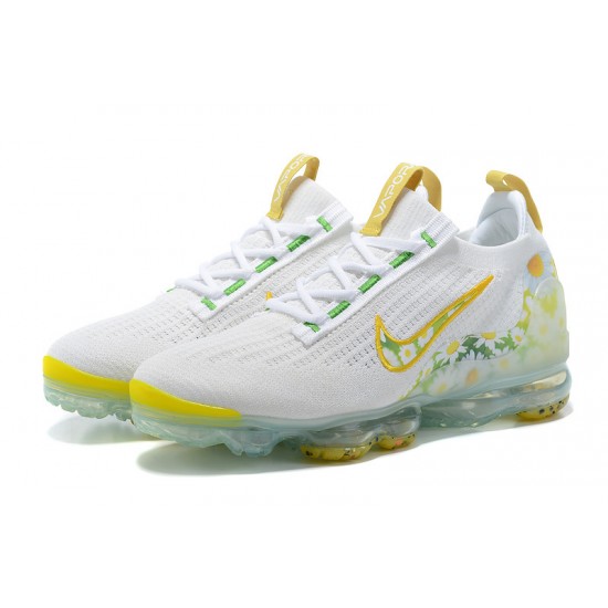 Women/Men Nike Air VaporMax 2021 Flyknit White Yellow Shoes