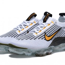 Women/Men Nike Air VaporMax 2021 Flyknit White Yellow and Black Shoes