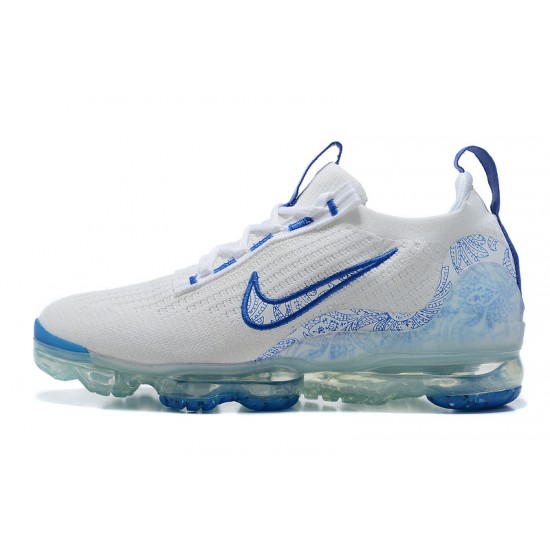 Women/Men Nike Air VaporMax 2021 Flyknit White and Blue Shoes