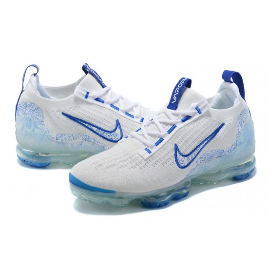 Women/Men Nike Air VaporMax 2021 Flyknit White and Blue Shoes