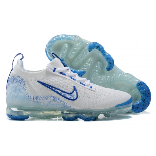 Women/Men Nike Air VaporMax 2021 Flyknit White and Blue Shoes