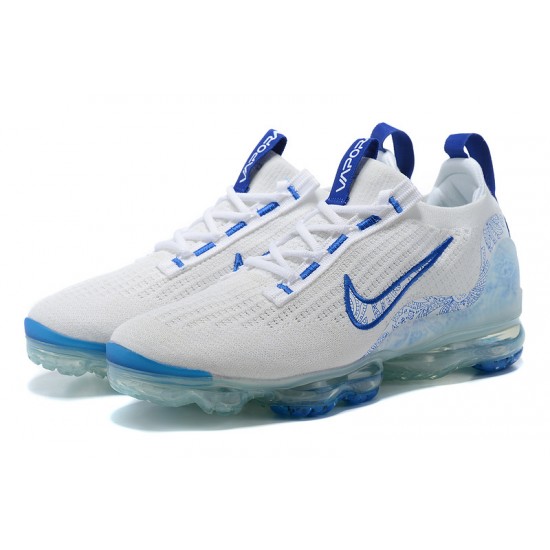 Women/Men Nike Air VaporMax 2021 Flyknit White and Blue Shoes