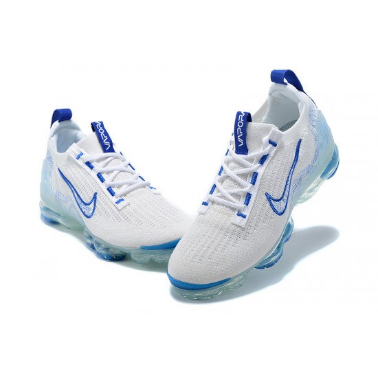 Women/Men Nike Air VaporMax 2021 Flyknit White and Blue Shoes