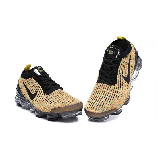 Women/Men Nike Air VaporMax Flyknit 3 Black Yellow  AJ6900-006 Shoes