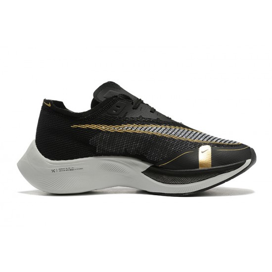 Women/Men Nike ZoomX VaporFly NEXT% Black Gold Shoes 